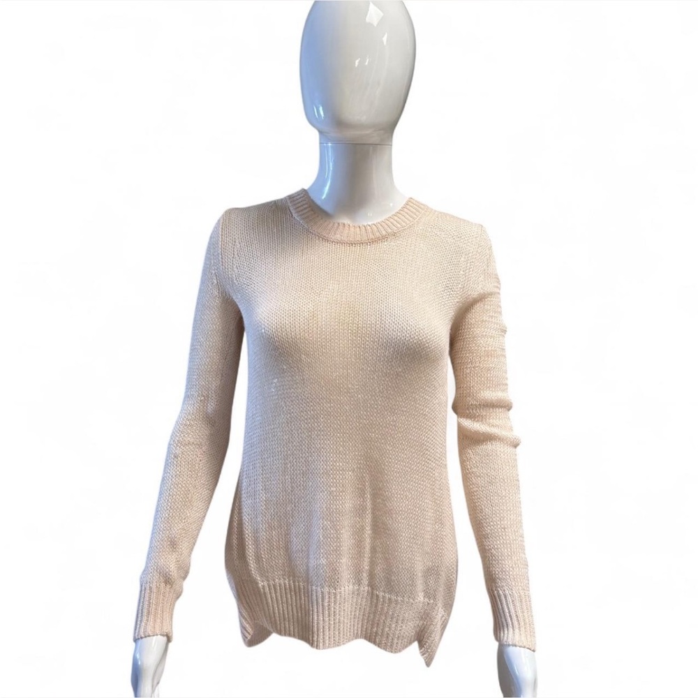 Babaton - Cream Silk & Linen Open Back Crew Neck Sweater